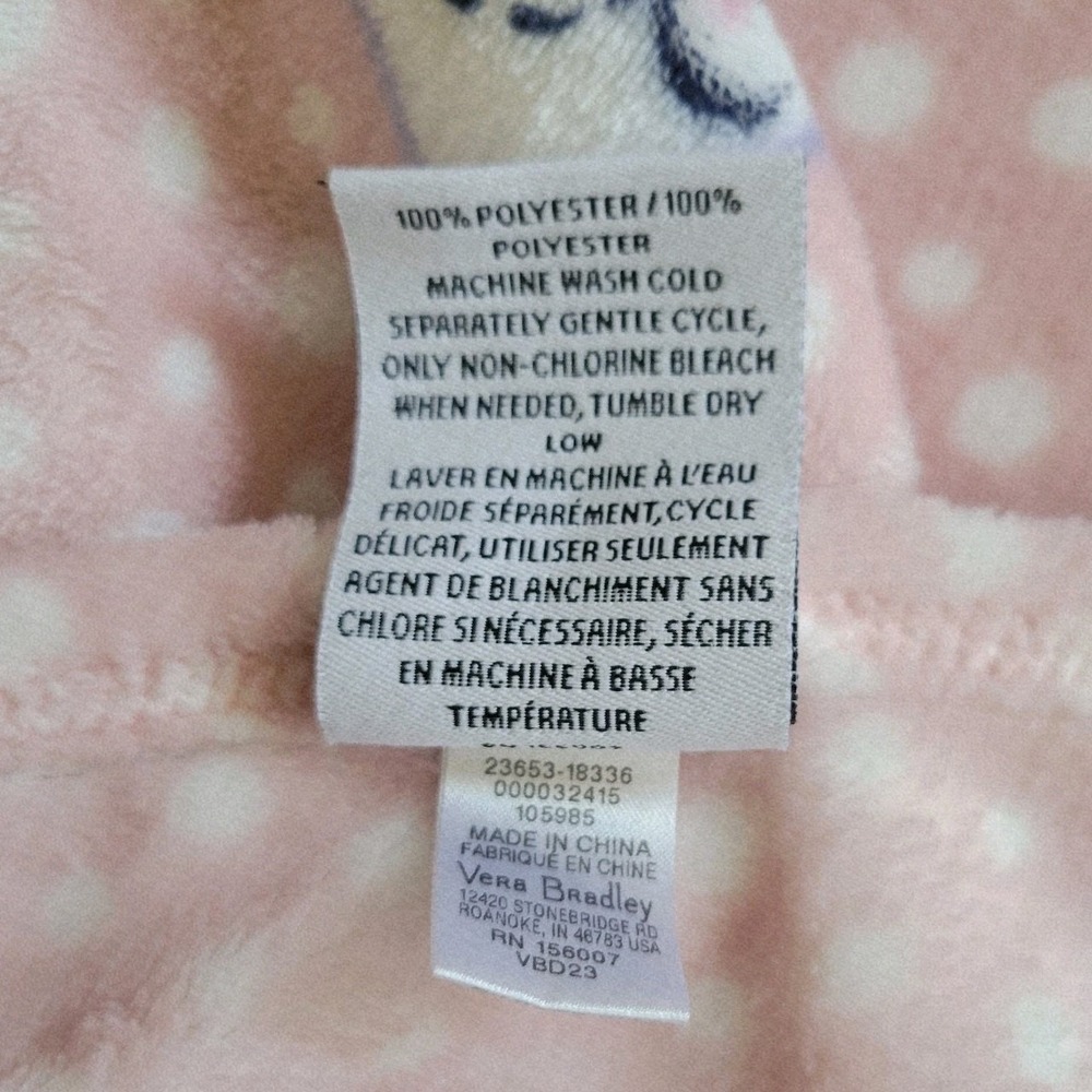 Vera Bradley Pink Plush Throw Blanket MON AMOUR Grandmillennial Hearts - Picture 6 of 6